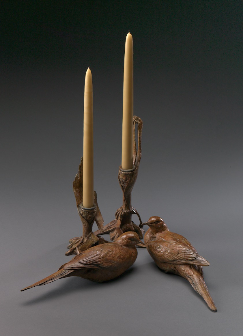 Mourning Doves and Corn Candle Sticks